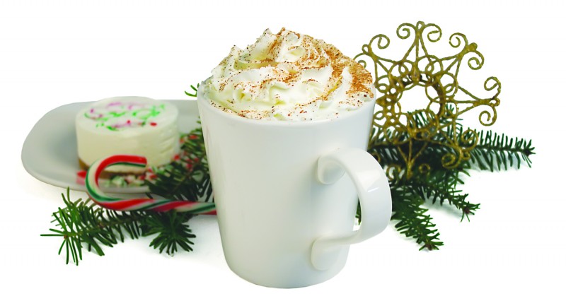 EggNog Latte- Made with fresh ground, locally roasted espresso, and rich, creamy EggNog. Topped with whipped cream and sprinkled with nutmeg. Take out, or enjoy in our cozy, 18 seat coffee shop. Available November 1st- December 31st.